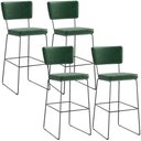 Ver imagem 1 de Kit 4 Banquetas Altas Cozinha Sala Jantar Base em Aço Fixa Allana L02 Facto Verde Musgo - Lyam