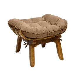 Kit Poltrona + Puff Costela Decoração Descanso Suede Bege - 5