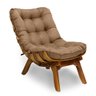 Kit Poltrona + Puff Costela Decoração Descanso Suede Bege - 2