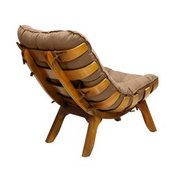 Kit Poltrona + Puff Costela Decoração Descanso Suede Bege - 4