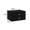 Ver imagem 2 de Mesa de Cabeceira Suspensa 40cm com 2 Gavetas MDF 15mm Preto Mesa de Cabeceira Já Montada