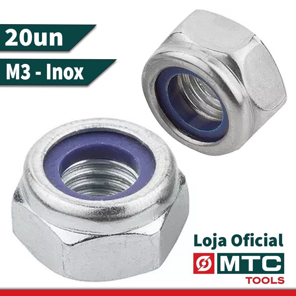 PORCA TRAVANTE SEXTAVADA M3 BAIXA INOX 304 - 200UN - 3