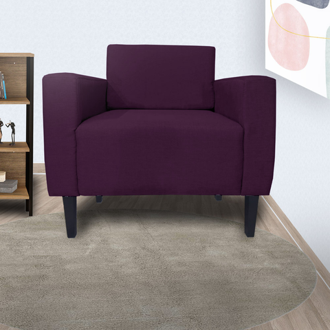 Poltrona Decorativa Para Sala de Estar Leticia Slim Suede Roxo - LM DECOR