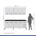 Ver imagem 7 de Cozinha Compacta 9 Portas 3 Gavetas Atenas Kaiki Móveis:Branco