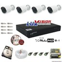 Ver imagem 1 de Kit Cftv 4 Câmeras AHD Bullet 720p Dvr 4 Canais Luxvision 5 em 1 + HD 2TB