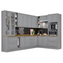 Ver imagem 1 de Cozinha Completa de Canto Americana 10 Peças Cinza Tampo Nature - Móveis Henn