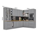 Ver imagem 4 de Cozinha Completa de Canto Americana 10 Peças Cinza Tampo Nature - Móveis Henn