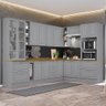 Cozinha Completa de Canto Americana 10 Peças Cinza Tampo Nature - Móveis Henn - 2