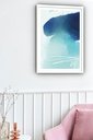 Ver imagem 2 de Quadro Decorativo Abstrato Tons Azuis - 70x50cm:moldura Branca