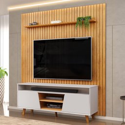 Rack para Sala Eva com Painel Ripado Tv 75 Pol Lexa D05 Cedro Bali - Lyam Decor - 2