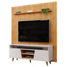 Rack para Sala Eva com Painel Ripado Tv 75 Pol Lexa D05 Cedro Bali - Lyam Decor - 1