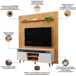Rack para Sala Eva com Painel Ripado Tv 75 Pol Lexa D05 Cedro Bali - Lyam Decor - 4