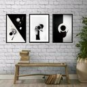 Ver imagem 1 de Kit 3 Quadros Fotografias de Café em Preto e branco 45x34cm:madeira Branca