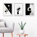 Ver imagem 2 de Kit 3 Quadros Fotografias de Café em Preto e branco 45x34cm:madeira Branca