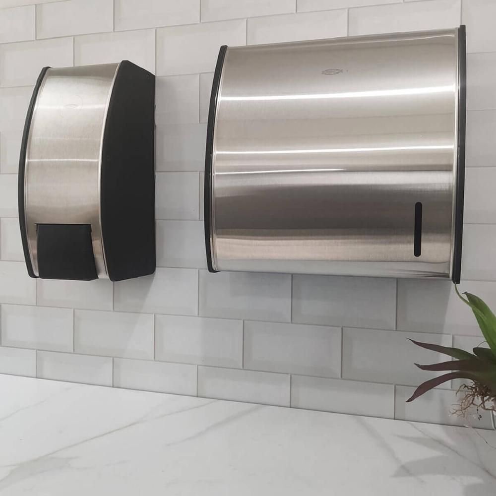 4 Dispensers de Parede para Sabonete Espuma Inox 800ml Brinox Decorline para Banheiro - 5