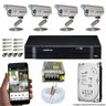 KIT CFTV 4 Câmeras CCD 1/3 3,6MM Infravermelho DVR 4 Canais Intelbras com HD 500GB - 1