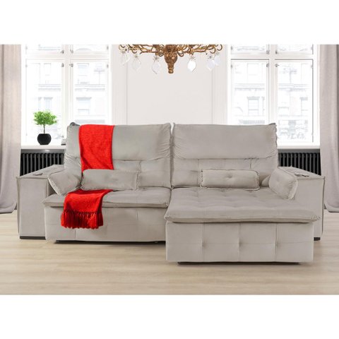 Sofá Fusion 2.80m Elétrico com Usb e Vibro Massagem - Avelã