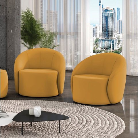 Poltrona Decorativa Orgânica Giratória Kit 2 Lua Veludo D03 - D’Rossi