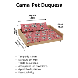 Cama Pet Duquesa Luxo Conforto para Cachorros e Gatos Estrutura Mdf Tecido Gorgurão Travesseiro Incl - 2