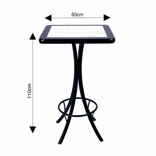 Mesa Quadrada Bistrô Azulejo Branco - Preto - 2