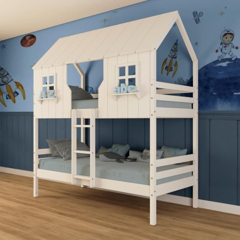 Beliche Casinha Encantada Madeira Maciça Branco Megamobilia