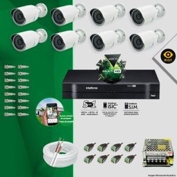 Kit Cftv 8 Câmeras Bullet Ir Cut 1500L Dvr 8 Canais Intelbras MHDX + ACESSÓRIOS - 1