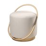 Puff Redondo Lunar em Linho e Base Metal Dourado Agarb Decor:linho Off - 2
