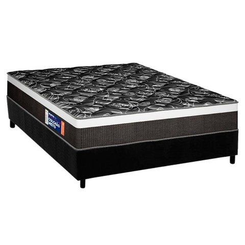 Cama Box Casal: Colchão Espuma D33 Plumatex Selectus + Base Crc Suede Black (138x188)