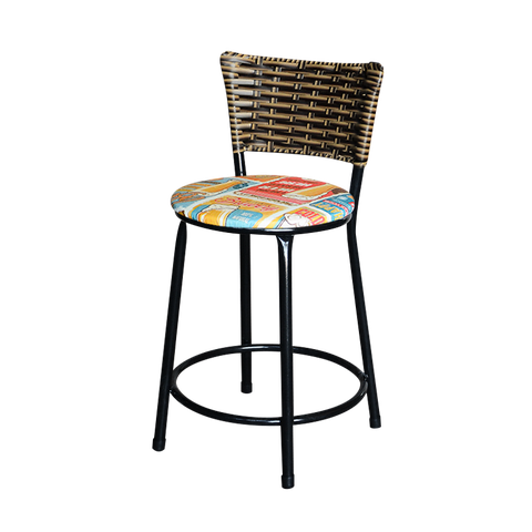 Banqueta Baixa Para Cozinha Ratan Cappuccino Preta Estofado Cerveja