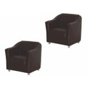 Ver imagem 1 de Kit 2 Poltronas Decorativa Tilla Pés Cromado Corino Marrom - Ds Móveis