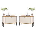 Ver imagem 1 de Conjunto Mesa de Cabeceira Albania Off White Nature Preto