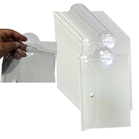 Embalagem Pendurar Multiuso Pvc Cristal C/botão 15x21cm 20un