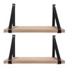 Kit 2 Prateleiras de Madeira Maciça Pinus 60x15cm com alça preta para sala cozinha banheiro - 1