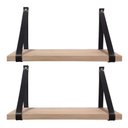 Ver imagem 1 de Kit 2 Prateleiras de Madeira Maciça Pinus 60x15cm com alça preta para sala cozinha banheiro