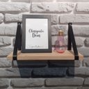 Ver imagem 4 de Kit 2 Prateleiras de Madeira Maciça Pinus 60x15cm com alça preta para sala cozinha banheiro