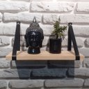 Ver imagem 3 de Kit 2 Prateleiras de Madeira Maciça Pinus 60x15cm com alça preta para sala cozinha banheiro