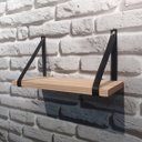 Ver imagem 5 de Kit 2 Prateleiras de Madeira Maciça Pinus 60x15cm com alça preta para sala cozinha banheiro