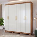 Ver imagem 1 de Guarda-Roupa Casal 6 Portas com Pé e Espelho Interno Giratório 199cm 100% MDF Paraty Espresso Móveis Bege/Cinamomo/Off White