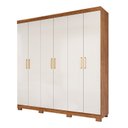 Ver imagem 2 de Guarda-Roupa Casal 6 Portas com Pé e Espelho Interno Giratório 199cm 100% MDF Paraty Espresso Móveis Bege/Cinamomo/Off White