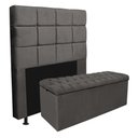 Ver imagem 1 de Kit Cabeceira + Calçadeira Baú King Size MDF-MDP Corino Cinza Gat Magazine 195cm