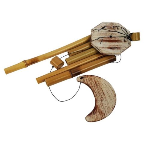 Sino Mensageiro Ventos Bambu Lua Sala Quarto Jardim 50cm