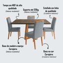 Ver imagem 2 de Mesa Jantar Isabela 1,2m Freijó Pés Cerejeira 4 Cadeiras Heloísa Almofadada - Cinza Linho