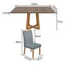 Ver imagem 4 de Mesa Jantar Isabela 1,2m Freijó Pés Cerejeira 4 Cadeiras Heloísa Almofadada - Cinza Linho