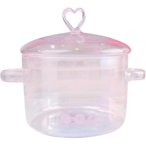 Panela de Vidro com Tampa e Alça, Panela de Vidro Transparente para Sopa, Macarrão, Comida para Bebê