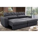 Ver imagem 1 de Sofá Retrátil e Reclinável 2,75m Molas Ensacadas Cama inBox Style Thermo Gel Linho Cinza Escuro