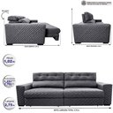 Ver imagem 2 de Sofá Retrátil e Reclinável 2,75m Molas Ensacadas Cama inBox Style Thermo Gel Linho Cinza Escuro