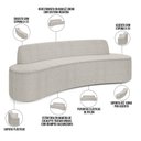 Ver imagem 3 de Sofá 4 Lugares Sala de Estar Cancún D02 Bouclê Creme 300 cm B-54 - Lyam Decor