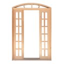 Ver imagem 1 de Porta Balcão de Correr de Madeira Padrão Cedro Quadriculada em Arco Bat.14 Cm-2.35(a)x2.30(l)