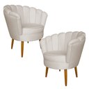 Ver imagem 1 de Kit 2 Poltronas Decorativa Sala de Estar Pétala Veludo Bege - Montanaris Decor MD MONTANARIS DECOR