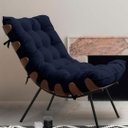 Ver imagem 3 de KIT 2 POLTRONAS COSTELA COM 2 PUFFS-SUEDE PRETO GAT MAGAZINE
